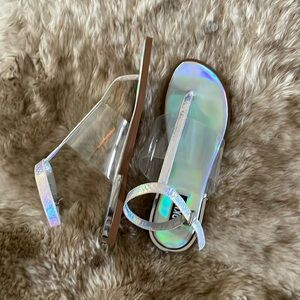 DKNY silver ankle strap sandals size 7.5